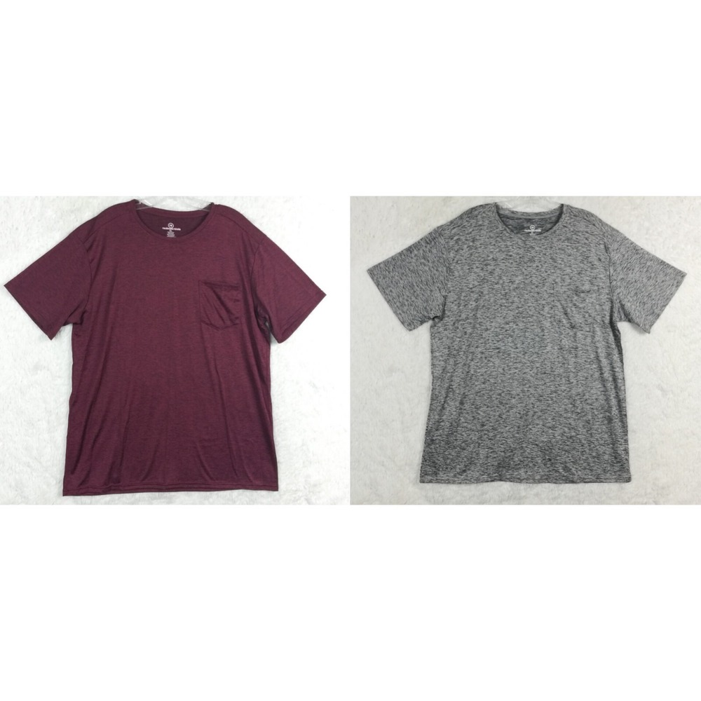 Real‎ Essentials Mens T-Shirt 2 Pack Set Short Sleeve Tee Gray Red Heather XL